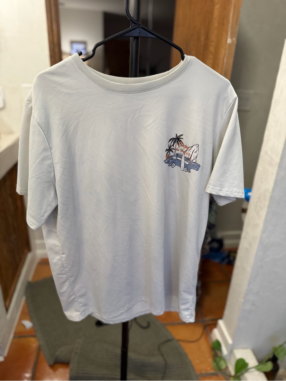 NFINITY Light Gray/Blue Short Sleeve Tee with Surf Truck Graphic